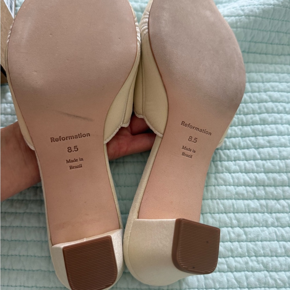 Reformation Waldena heels seashell cream puff block heel taffeta 8.5 - Picture 8 of 9